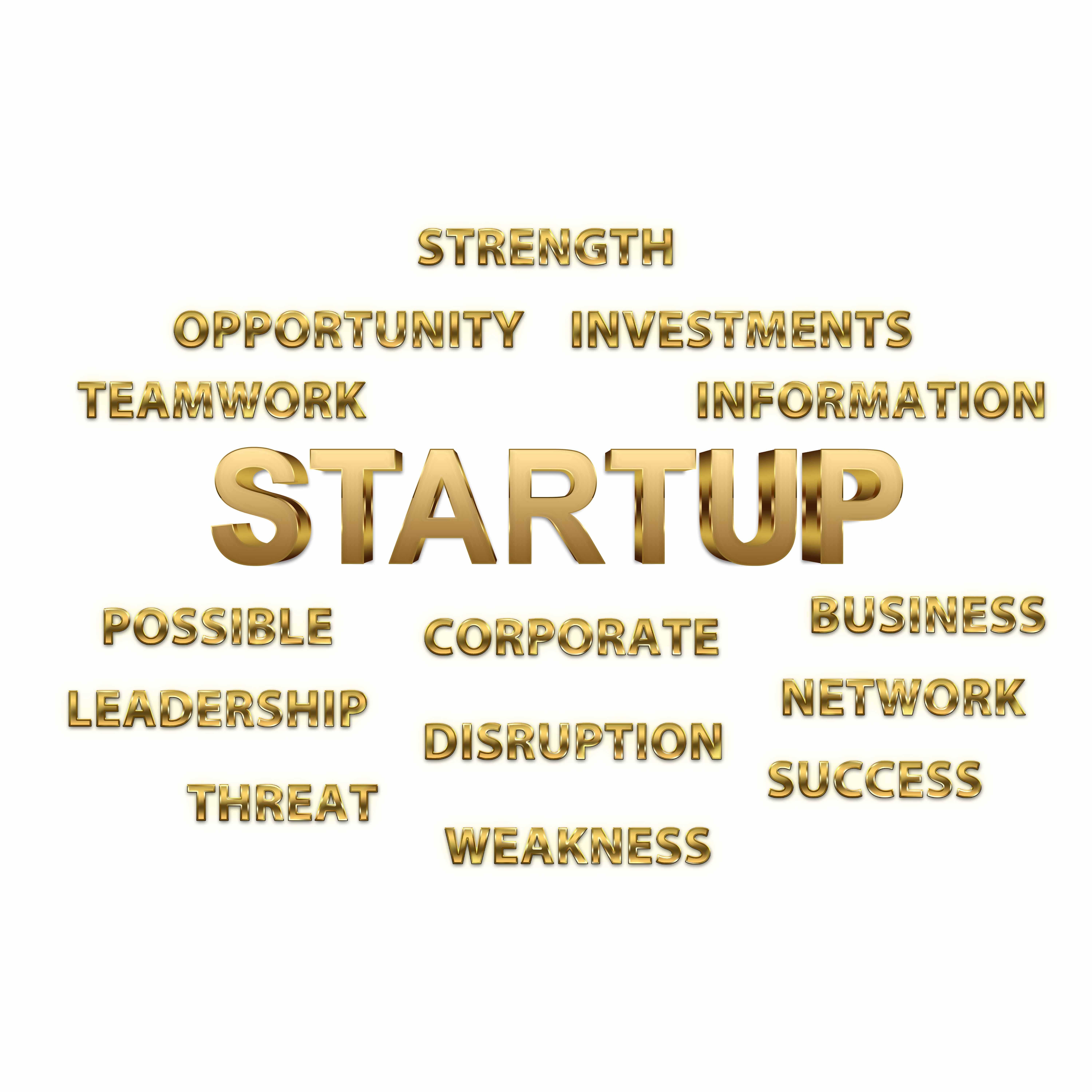 Startup WORD CLOUD on white background stock pictures